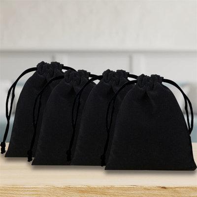 SET OF 10x BLACK VELVET JEWELLERY BAGS POUCHES DRAWSTRING WEDDING PARTY GIFT 