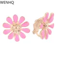 WENHQ – boucles d'oreilles à Clip en forme de fleur couleur or sans piercing pour filles