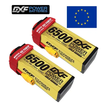 DXF-Batterie Lipo 4S Graphene 14.8V 6500mAh 100C Version Or Série Racing HardCase pour Voiture