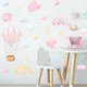 Autocollants muraux pour chambre de bébé aquarelle mignon ballon à Air rose petite fille nuages