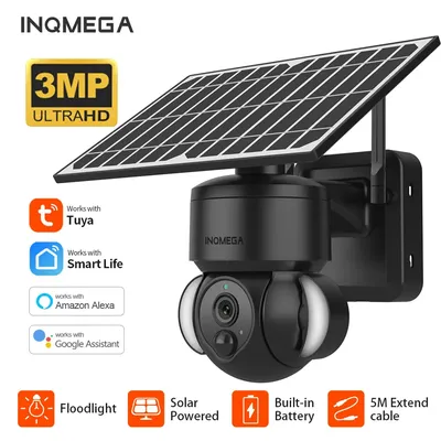 INQMEGA-Caméra de surveillance extérieure sans fil caméra solaire batterie incluse WiFi externe