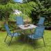 Arlmont & Co. Foehr Square 4 - Person 37" Long Outdoor Dining Set Wood/Metal in Blue | 37 W x 37 D in | Wayfair B2FA9D884110435A85574761F5DF7A36