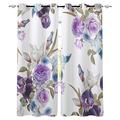 MXYHDZ Blackout Curtains for Bedroom - Purple plants flowers creativity - 3D Print Pattern Eyelet ​Thermal Insulated - 55 x 63 Inch Drop - 90% Blackout Curtains for Kids Boys Girls Playroom