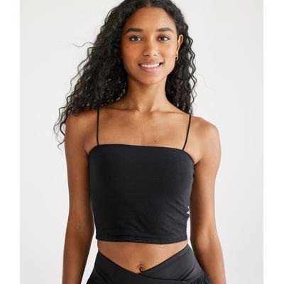 Aeropostale Womens' Seriously Soft Cropped Bungee Cami - Black - Size XXL - Cotton