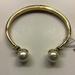 Kate Spade Jewelry | Kate Spade New Pearl And Rhinestone Hinged Cuff Bracelet | Color: Gold/White | Size: 2-1/4" Bracelet; 1/2" Pearl