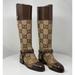 Gucci Shoes | Gucci Knee-High Boots With Harness Euro Size 36.5/ Us 6.5 Brown Gg Canvas/ | Color: Brown/Tan | Size: 6.5