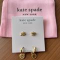 Kate Spade Jewelry | Kate Spade New York Gold-Tone 2-Pc. Set Cubic Zirconia Luck Stud & Hoop Earrings | Color: Gold/Green | Size: Os