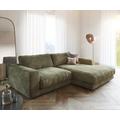 DELIFE Ecksofa Cubico 250x190 Samt Olive Recamiere rechts, Ecksofas