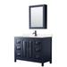 Daria 48 Inch Single Bathroom Vanity in Dark Blue, Light-Vein Carrara Cultured Marble Countertop, Undermount Square Sink, Matte Black Trim, Medicine Cabinet - Wyndham WCV252548SBBC2UNSMED