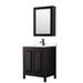 Daria 30 Inch Single Bathroom Vanity in Dark Espresso, Light-Vein Carrara Cultured Marble Countertop, Undermount Square Sink, Matte Black Trim, Medicine Cabinet - Wyndham WCV252530SEBC2UNSMED