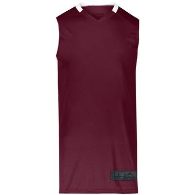 Augusta Sportswear 1730 Athletic Step-Back Basketball Jersey T-Shirt in Maroon/White size Large | Polyester