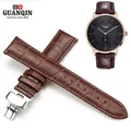 GUANQIN – bracelets de montre en cuir véritable 20mm couleur noir marron boucle déployante pour