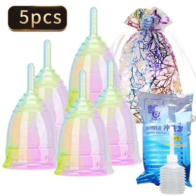 Coupe Menstruelle Colorée en Silicone de Qualité Médicale pour Femme Hygiène Féminine 7 Pièces