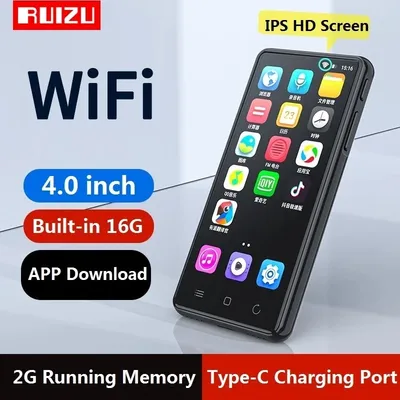 RUIZU – lecteur MP4/WiFi Android H8 Bluetooth 5.0 écran entièrement tactile 4 pouces 16 go