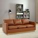 Everly Quinn Berengarius 83.5" Faux Leather Square Arm Sofa Faux Leather in Brown | 34.65 H x 83.5 W x 36.25 D in | Wayfair