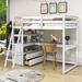 Harriet Bee Twin Size 2 Drawers Wooden Loft Bed w/ Shelves & Built-In Desk in White | 65.7 H x 41.8 W x 79.7 D in | Wayfair