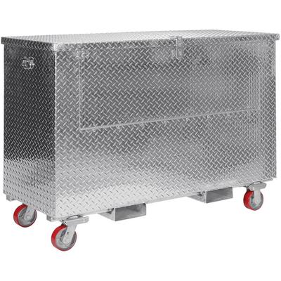 Vestil 36" x 60" Portable Aluminum Tread Plate Toolbox with Fold-Down Door and Fork Pockets APTS-3660-CF-FD