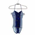 Anthropologie Swim | Anthropologie Mermaid Womens Striped Bicycle Print One Piece Swimsuit | Color: Blue/White | Size: Xs