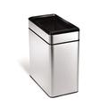 simplehuman CW1225 10L Slim Profile Open Office Business Commercial Bin, Lift-Off Lid, Inner Bucket, Fingerprint-proof, Brushed Stainless Steel, W 15.8 cm x H 33.1 cm x D 28.8 cm