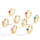 New Trendy Enamel Star Hoop Earrings for Women Small CZ Crystal Round Circle Korean Earrings