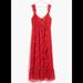 Madewell Dresses | Madewell Ruffle-Strap Wrap Dress In Metallic-Striped Prairie Posies Nwt Size 6 | Color: Gold/Red | Size: 6