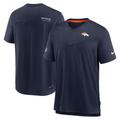 Men's Nike Navy Denver Broncos Sideline Coach Chevron Lock Up Logo V-Neck Performance T-Shirt