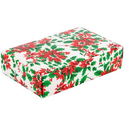 Simplex 7 1/4" x 4 5/8" x 1 3/4" 1-Piece 1 1/2 lb. Poinsettia / Holiday Candy Box - 250/Case