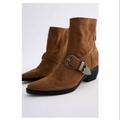 Zara Shoes | New Heeled Split Leather Buckled Cowboy Boots | Color: Brown/Tan | Size: 10