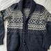 J. Crew Sweaters | J. Crew Wool Cardigan Small Navy Blue/Cream Leather Buttons Cozy Af! | Color: Blue/Cream | Size: S
