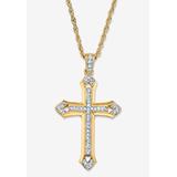 Men's Big & Tall Men'S Gold Tone Cross Pendant With 24" Chain, (32Mm) Round Crystal by PalmBeach Jewelry in Gold