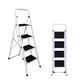 4 Step Ladder - Foldable Ladder With Anti-Slip Mat 4 Step Aluminium Step Ladders Lightweight Step Ladder Heavy Duty Folding Step Stool for Home Office Kitchen, 330lbs Capacity