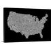 Ebern Designs Francy 'United States Cities Map' by Abarca Textual Art Canvas/Metal in Gray/White | 8 H x 12 W x 1.5 D in | Wayfair