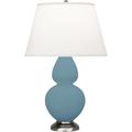 Robert Abbey Double Gourd Table Lamp Ceramic/Fabric in Gray/Blue | 31 H x 9.5 W x 31 D in | Wayfair MOB59