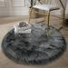 Gray 72 x 72 x 2.38 in Living Room Area Rug - Gray 72 x 72 x 2.38 in Area Rug - Everly Quinn Rug, Faux Sheepskin Shag Rug, Home Style Sheepskin Rug, Area Rug For Bedroom Living Room Dark Sheepskin | Wayfair