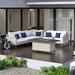 Lark Manor™ Antxon Sectional Seating Group w/ Cushions in Gray | 33 H x 98 W x 32 D in | Outdoor Furniture | Wayfair