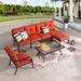 Red Barrel Studio® Jenalea 7 Piece Sectional Seating Group w/ Cushions Metal in Black | 33.3 H x 94.4 W x 30.9 D in | Outdoor Furniture | Wayfair