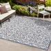 Gray 60 x 37 x 0.19 in Area Rug - Canora Grey Deronte Vintage Filigree Textured Weave Indoor/Outdoor Blue/Cream Rug | Wayfair