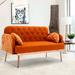 Everly Quinn Polyester Sofa, Accent Sofa .Loveseat Sofa w/ Metal Feet Velvet in Orange | 31.88 H x 55.11 W x 26.77 D in | Wayfair