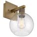Everly Quinn Port Nine 1 - Light Dimmable Armed Sconce Glass/Metal in Yellow | 12.25 H x 7.5 W x 9.25 D in | Wayfair