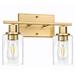 Longshore Tides 2-Light Gold Bathroom Vanity Light Fixtures, Modern Wall Lighting w/ Clear Glass Shade, Brushed Brass Wall Sconce Lighting | Wayfair