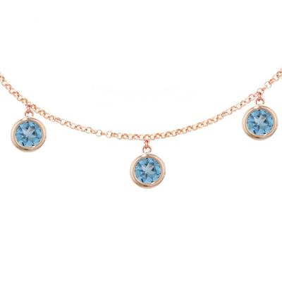Stylish Rose Gold Topaz Dew Drop Necklace - Blue - London Road Jewellery Necklaces