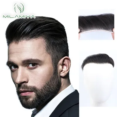 Perruque toupet 100% naturelle pour hommes postiche cheveux Remy avec une Base de peau fine