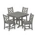 POLYWOOD Chippendale 5-Piece Farmhouse Trestle Side Chair Dining Set - N/A