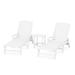 POLYWOOD Nautical 3-Piece Chaise Lounge with Arms Set with South Beach 18" Side Table