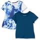 Amazon Essentials Mädchen Kurzärmelige Active-Funktions-T-Shirts, 2er-Pack, Marineblau/Weiß Batik, 8 Jahre