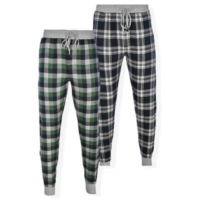 Men's Big & Tall Mens Hanes 2Pk Flannel Sleep Jogger Men'S Sleepwear by Hanes in Green Black (Size 2XL)