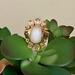 Anthropologie Jewelry | Anthropologie White Jade & Crystal Halo Ring Set | Color: Gold/White | Size: 7
