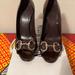 Gucci Shoes | Gucci Peeptoe Heels Size 6 1/2 | Color: Brown/Red | Size: 6.5