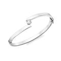 Carissima Gold Women's 9ct White Gold Square Tube Offset 1 Cubic Zirconia Bangle