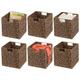 mDesign Set of 6 Storage Basket – Foldable Water Hyacinth Storage Box – Basket Storage Unit Ideal for Storing Clothes, Toys or Magazines – with Wickerwork Pattern – Brown Wash